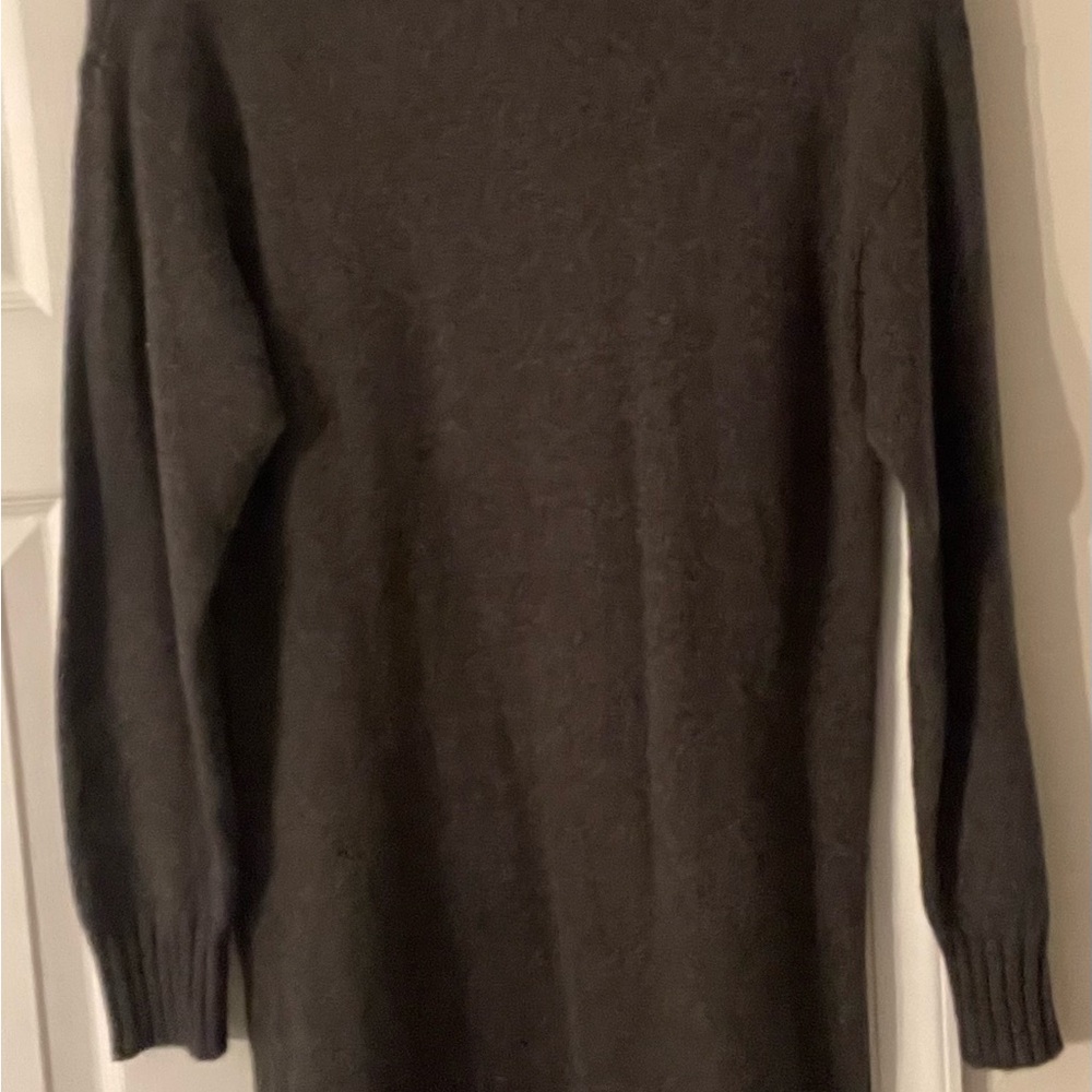 Cozy charcoal gray crew neck sweater dress